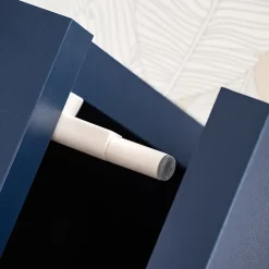 Parete attrezzata 210x162h cm soggiorno con led blu scuro rovere Feola