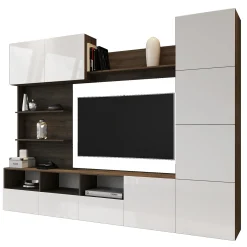 Parete attrezzata 230x184h cm soggiorno bianco noce Clyton Gihome®