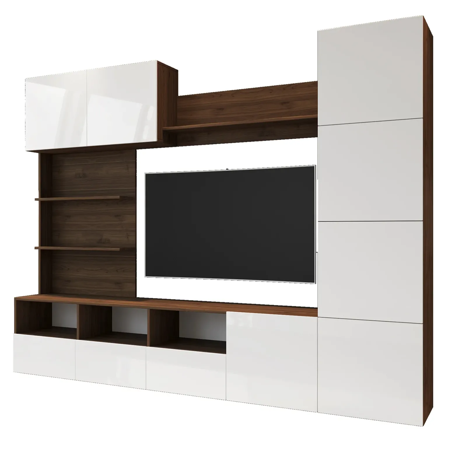 Parete attrezzata 230x184h cm soggiorno bianco noce Clyton Gihome®