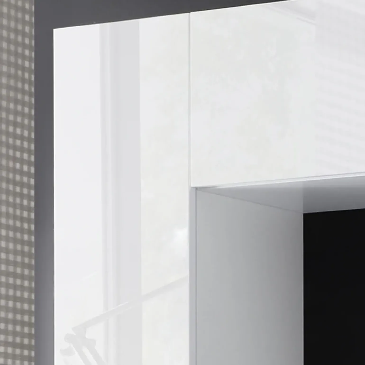 Parete attrezzata 248x175h cm soggiorno bianco lucido cemento Steppi 5