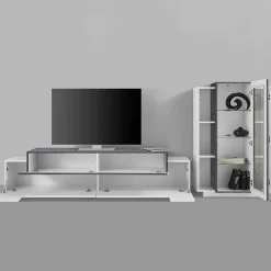Parete attrezzata 290X121h cm soggiorno bianco ossido Milos Gihome®