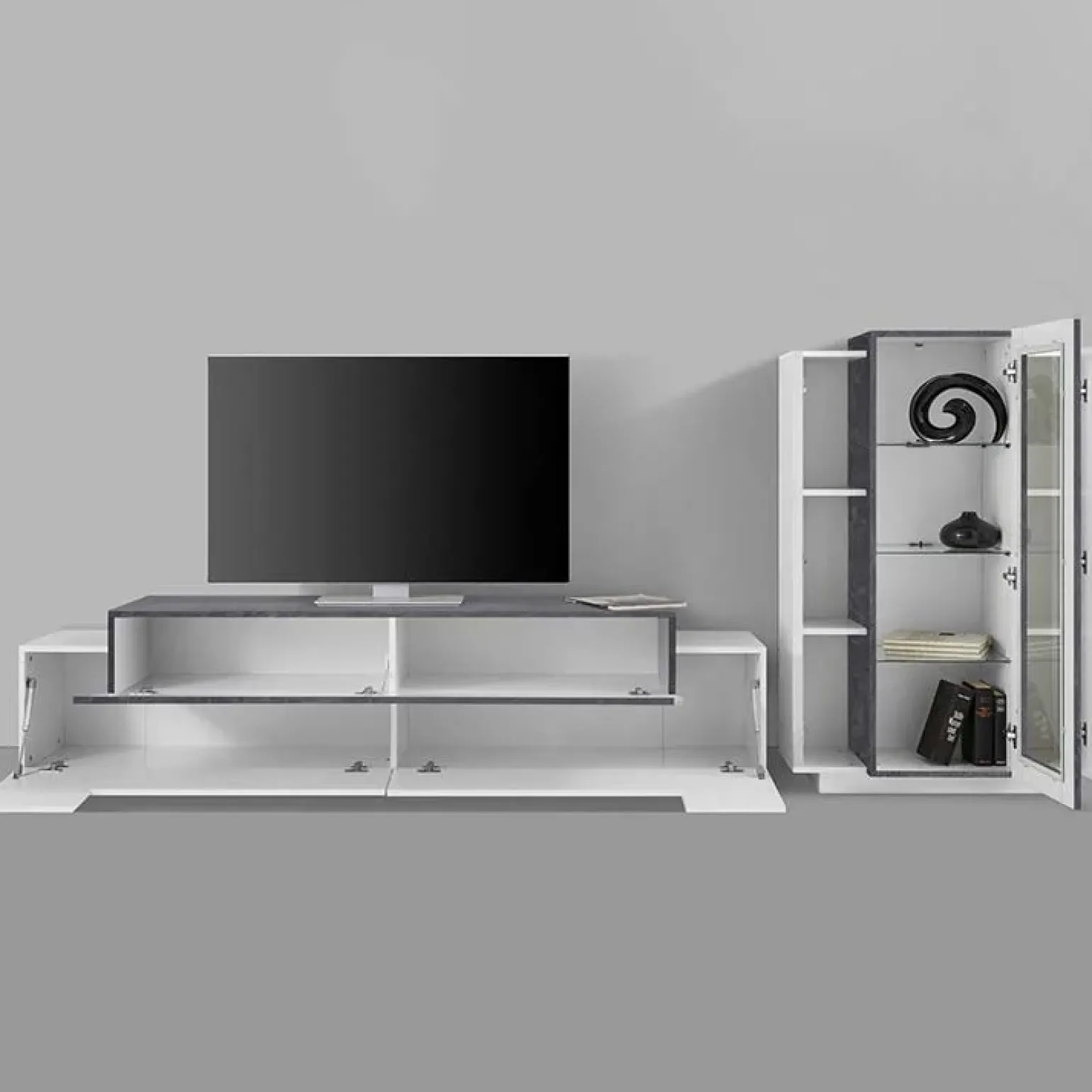 Parete attrezzata 290X121h cm soggiorno bianco ossido Milos Gihome®