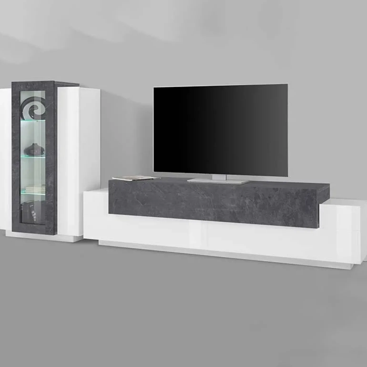 Parete attrezzata 290X121h cm soggiorno bianco ossido Milos Gihome®
