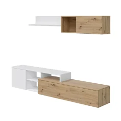 Parete attrezzata 220x135h cm soggiorno rovere bianco artico Patrol