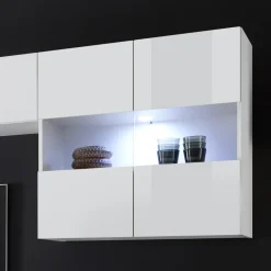 Parete attrezzata 248x175h cm soggiorno bianco lucido Steppi 5