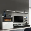 Parete attrezzata 290x165h cm soggiorno  bianco opaco e lucido nero Vega Gihome®