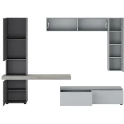 Parete attrezzata 280x207h cm soggiorno grigio antracite Universe