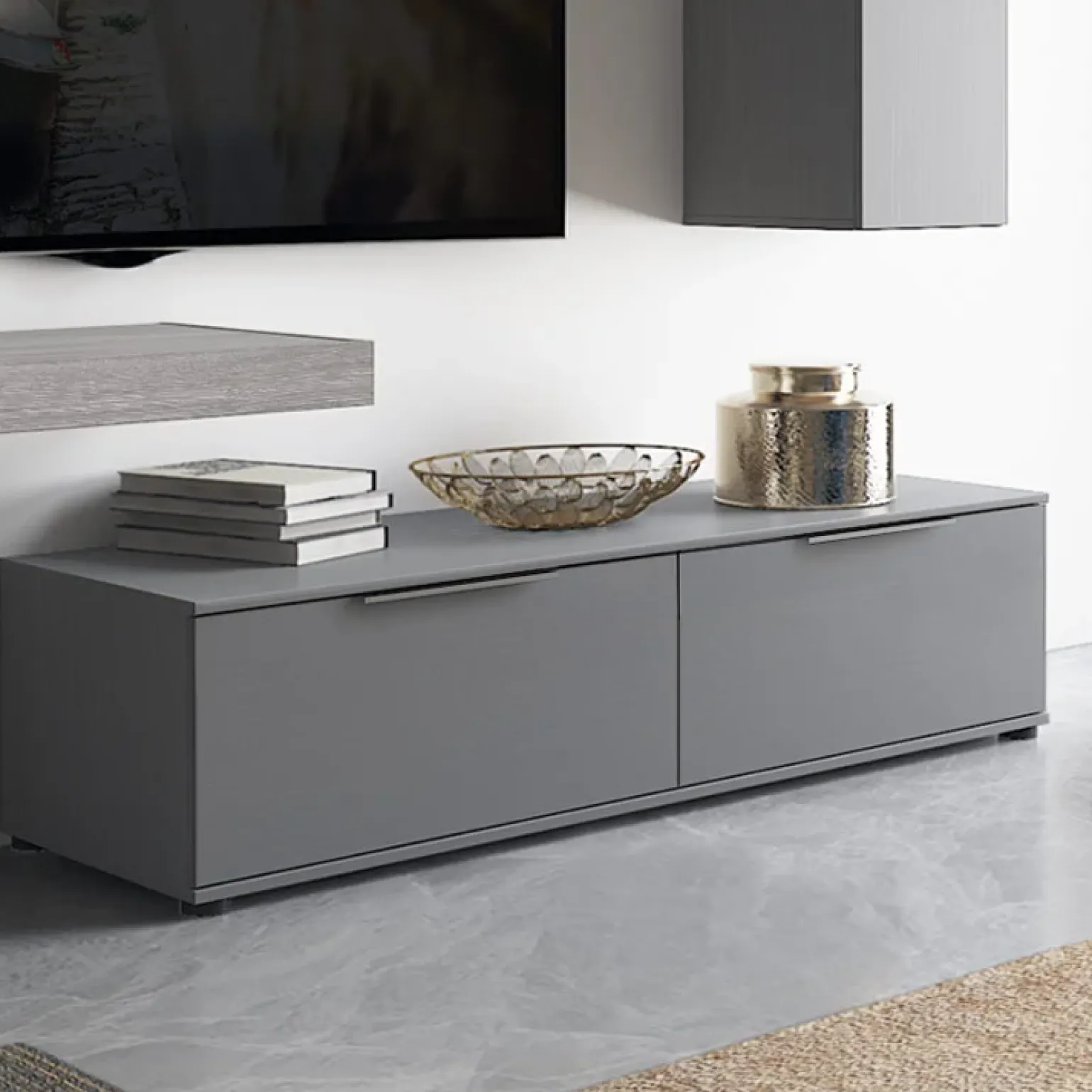 Parete attrezzata 280x207h cm soggiorno grigio antracite Universe