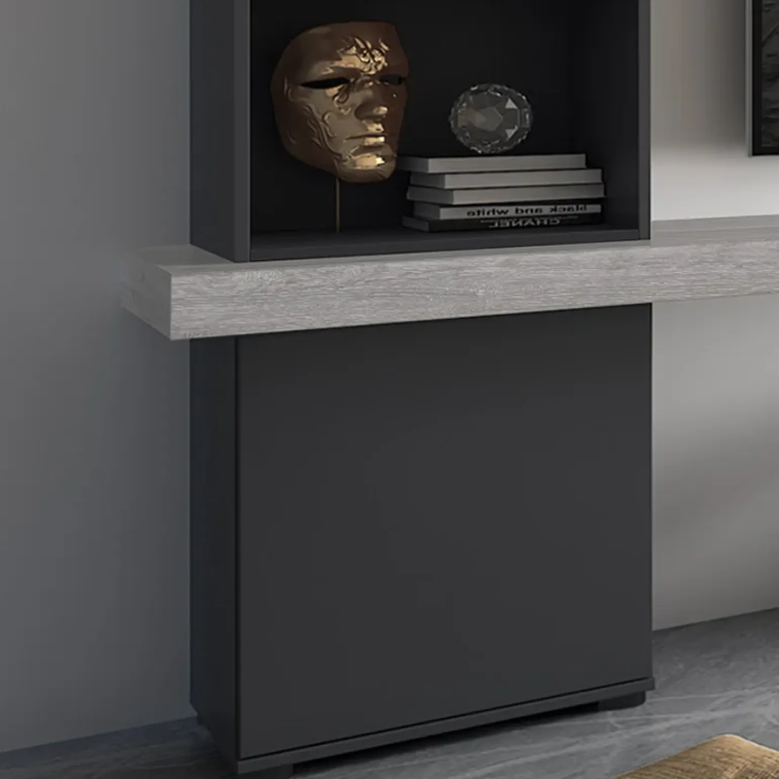 Parete attrezzata 280x207h cm soggiorno grigio antracite Universe