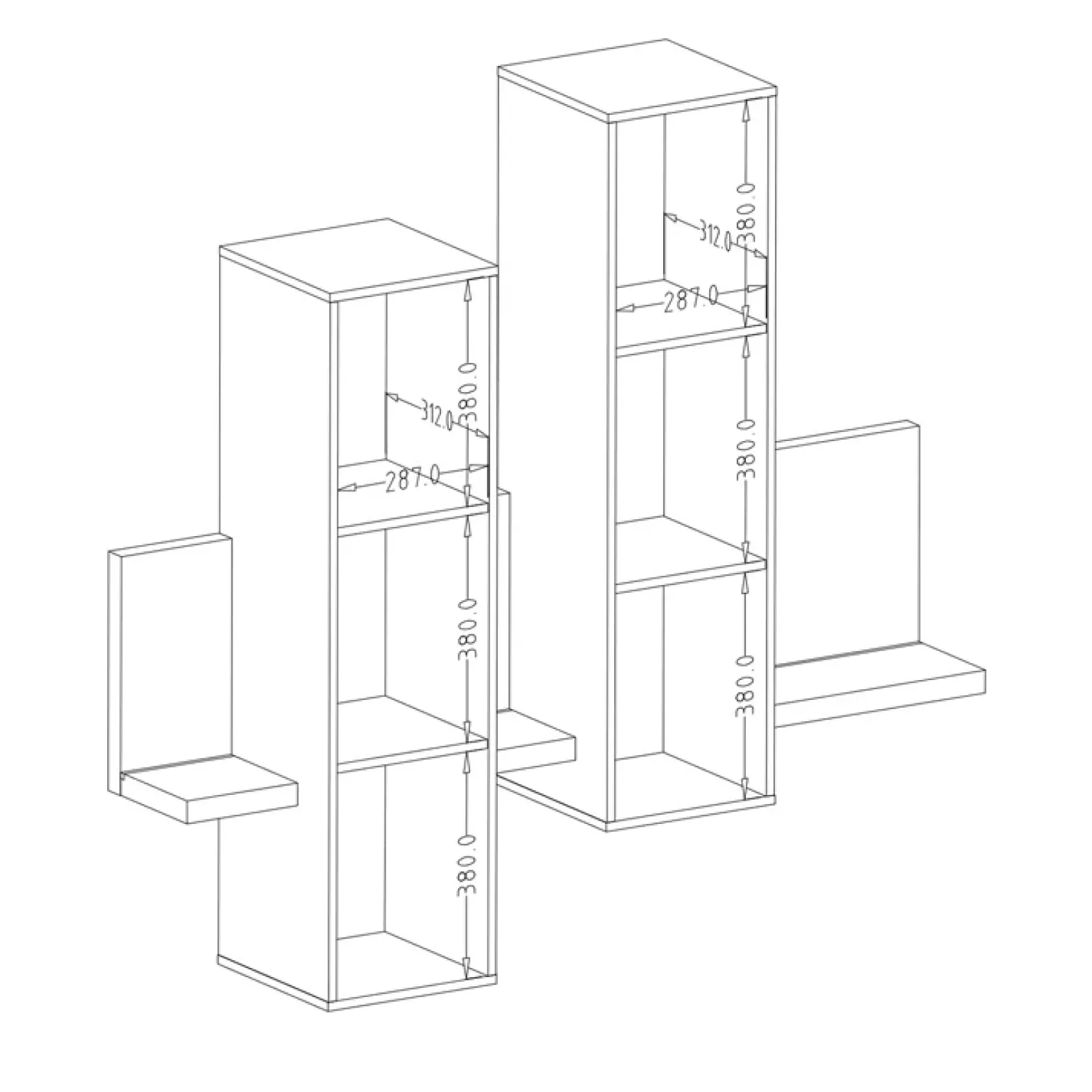 Parete attrezzata 219x205h cm soggiorno nero opaco Megan Gihome®