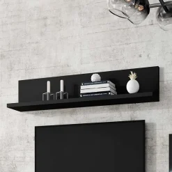 Parete attrezzata 219x205h cm soggiorno nero opaco Megan Gihome®