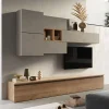 Parete attrezzata 276x190h cm soggiorno tortora rovere chiaro Sunset 24