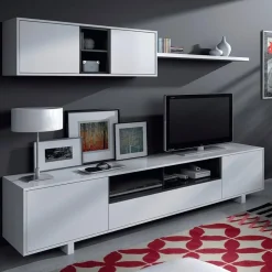 Parete attrezzata 200x145h cm soggiorno bianco antracite Belle