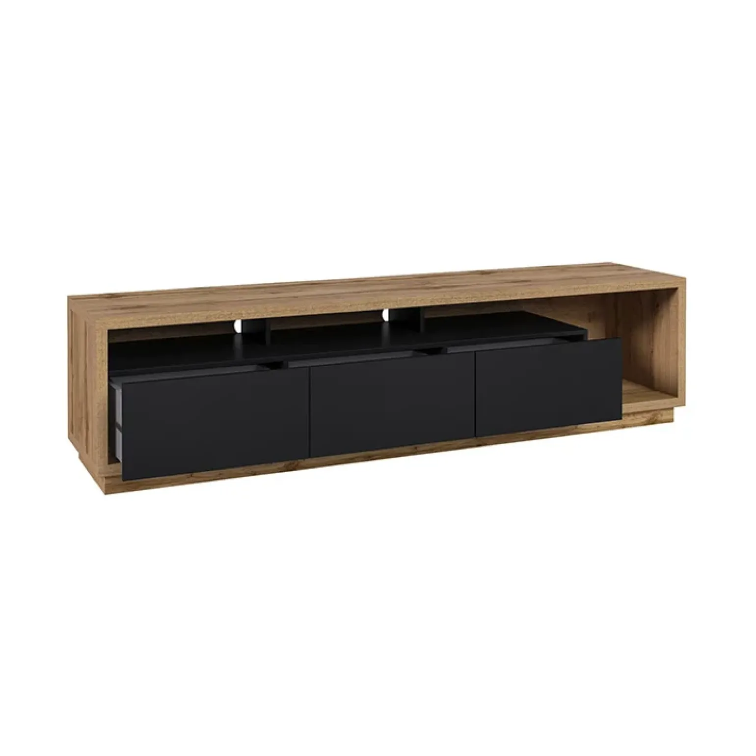 Parete attrezzata 200x196h cm soggiorno rovere nero Favorita