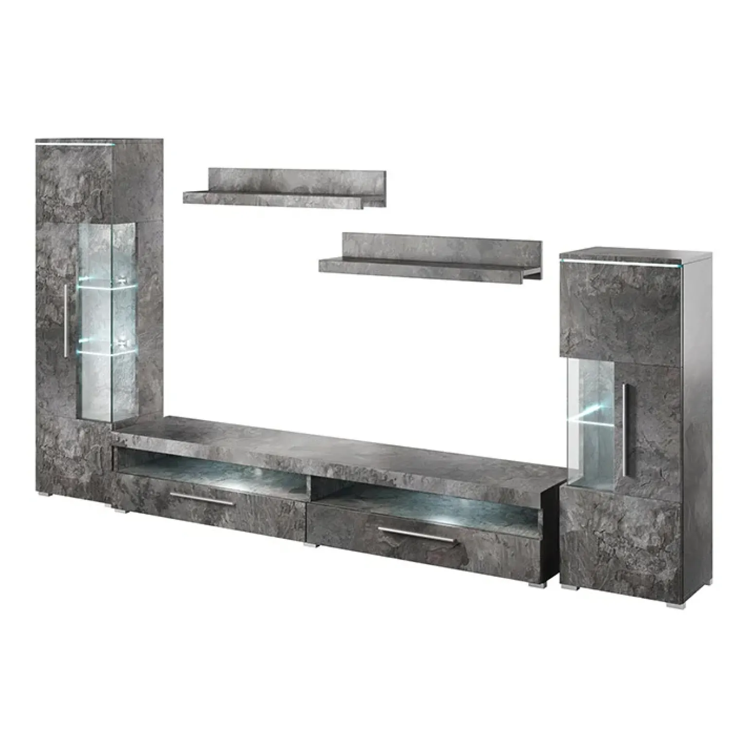 Parete attrezzata 350x170h cm soggiorno ossido Frisk