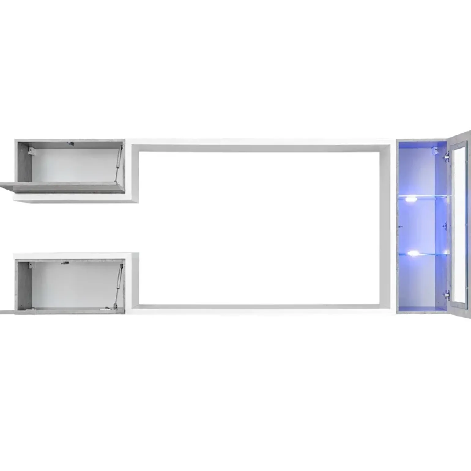 Parete attrezzata 230x95h cm soggiorno bianco cemento Almada Gihome®