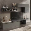 Parete attrezzata 280x190h design moderno cm grigio scuro antracite Sunset 25