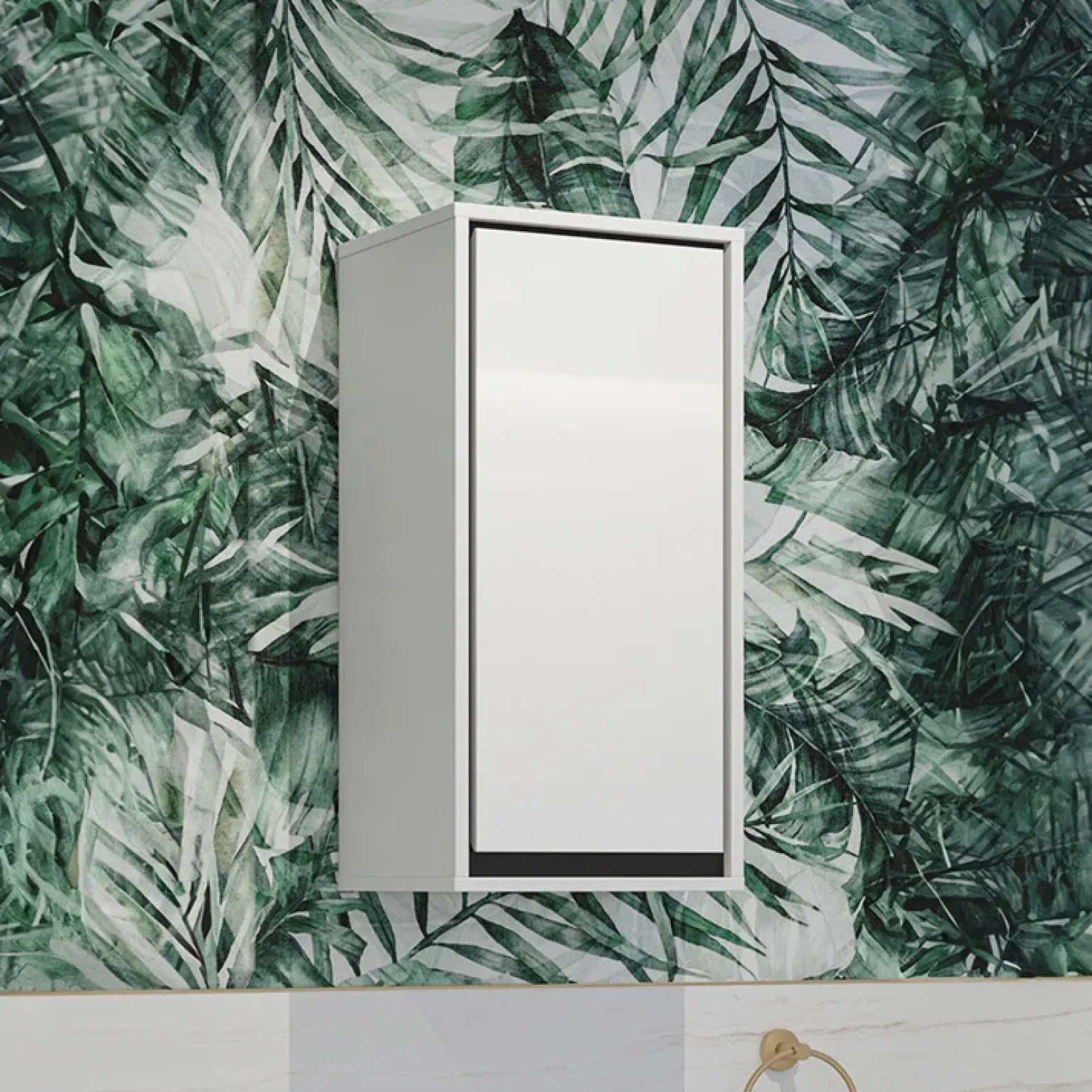 Pensile bagno sospeso 35x72h cm 1 anta bianco lucido nero Linda