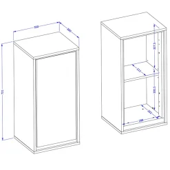 Pensile bagno sospeso 35x72h cm 1 anta bianco lucido nero Linda
