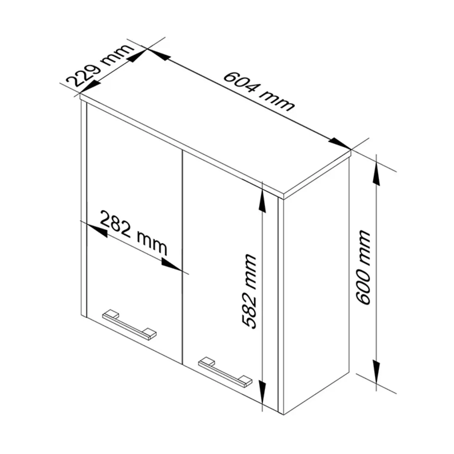 Pensile bagno sospeso 60x60h cm 2 ante rovere bianco Woters