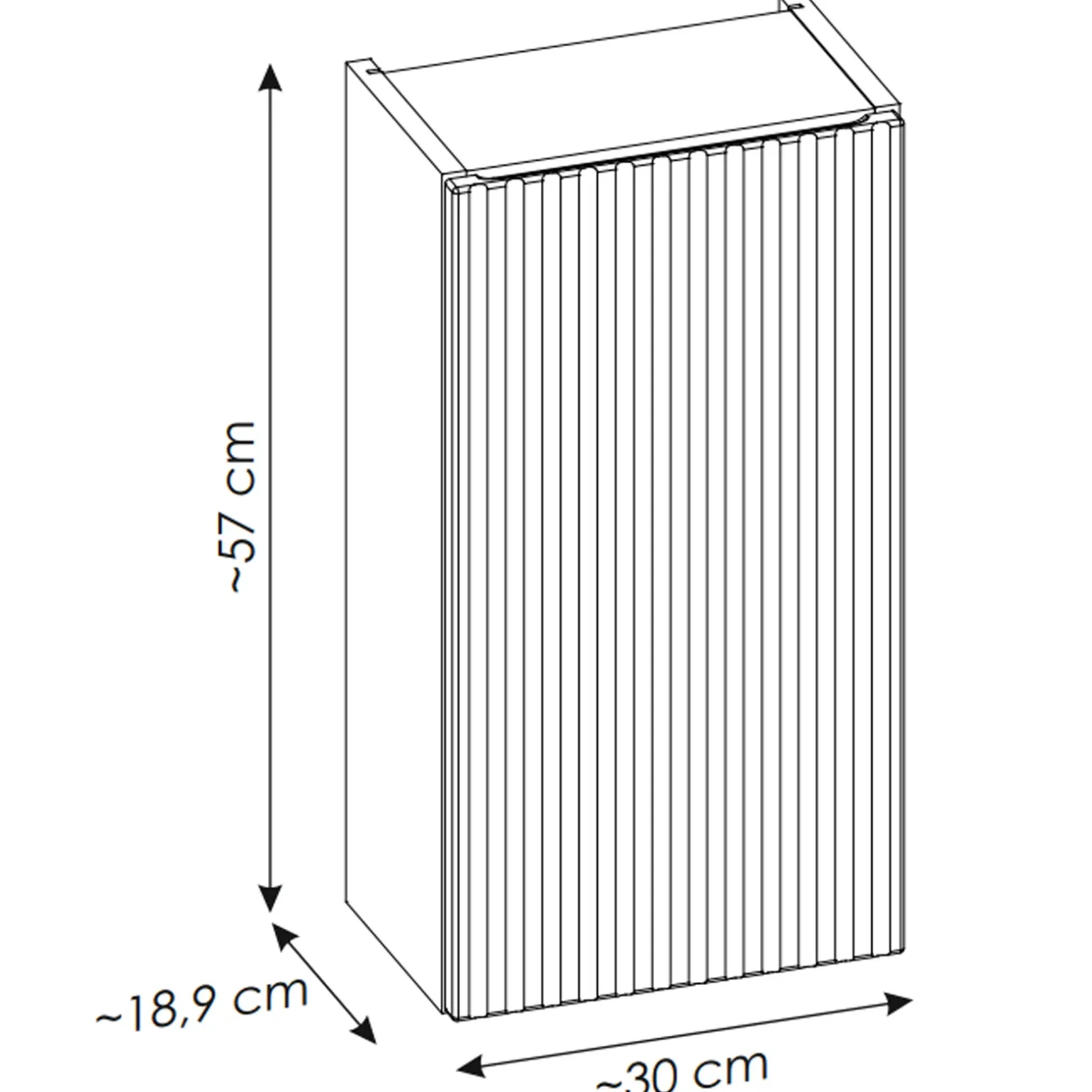 Pensile bagno sospeso 30x57h cm cannettato 1 anta bianco Cleany
