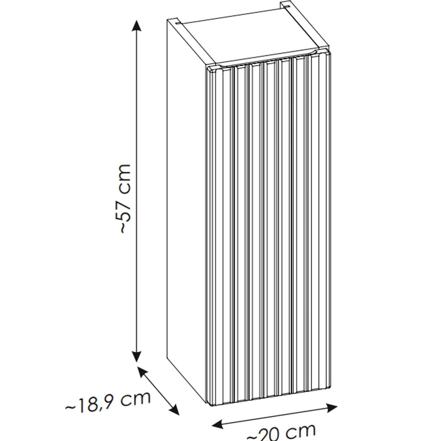 Pensile bagno sospeso 20x57h cm cannettato 1 anta nero Cleany