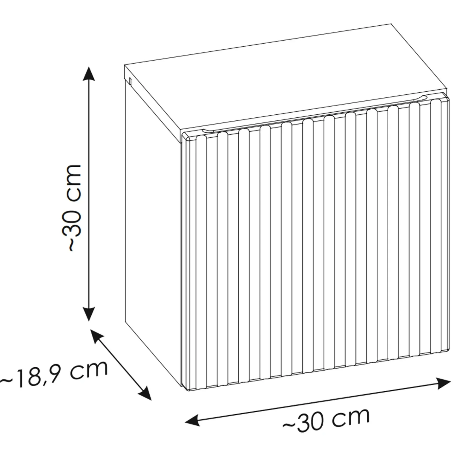 Pensile cubo bagno sospeso 30x30h cm cannettato 1 anta beige Cleany
