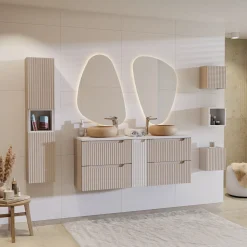 Pensile cubo bagno sospeso 30x30h cm cannettato 1 anta beige Cleany
