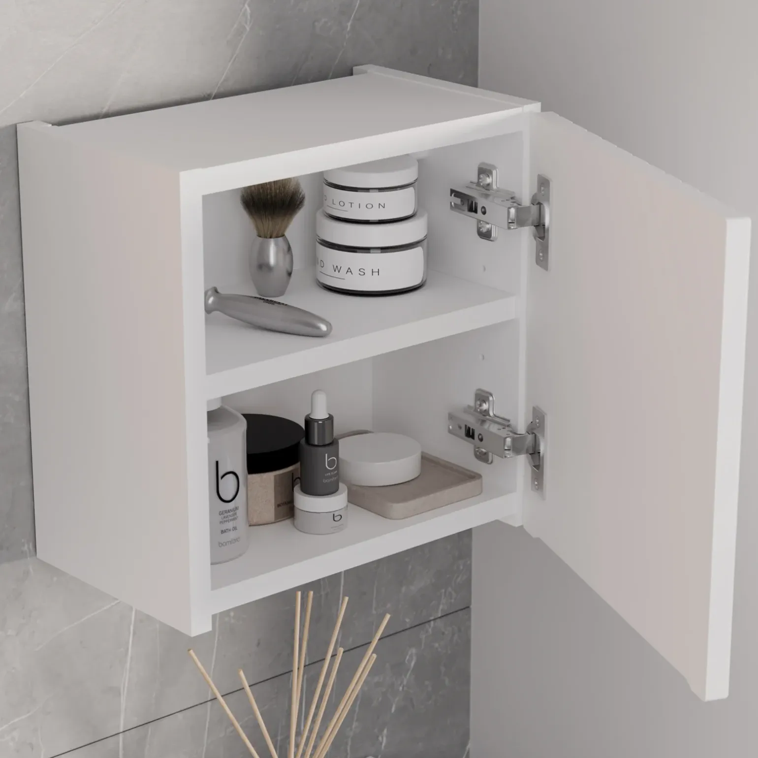 Pensile cubo bagno sospeso 30x30h cm cannettato 1 anta bianco Cleany