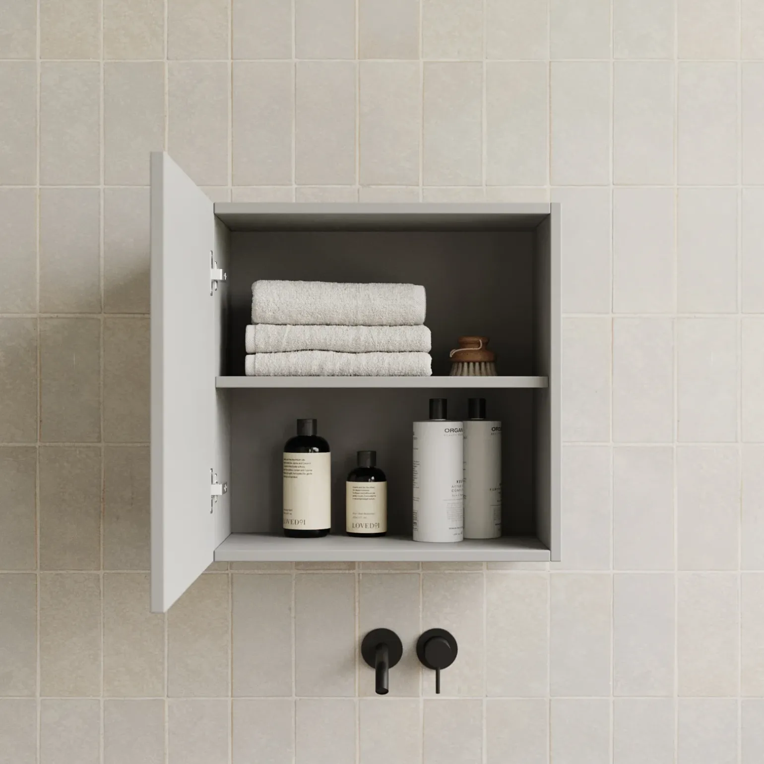 Pensile cubo sospeso bagno 55x50h cm 1 anta reversibile grigio chiaro Sunset