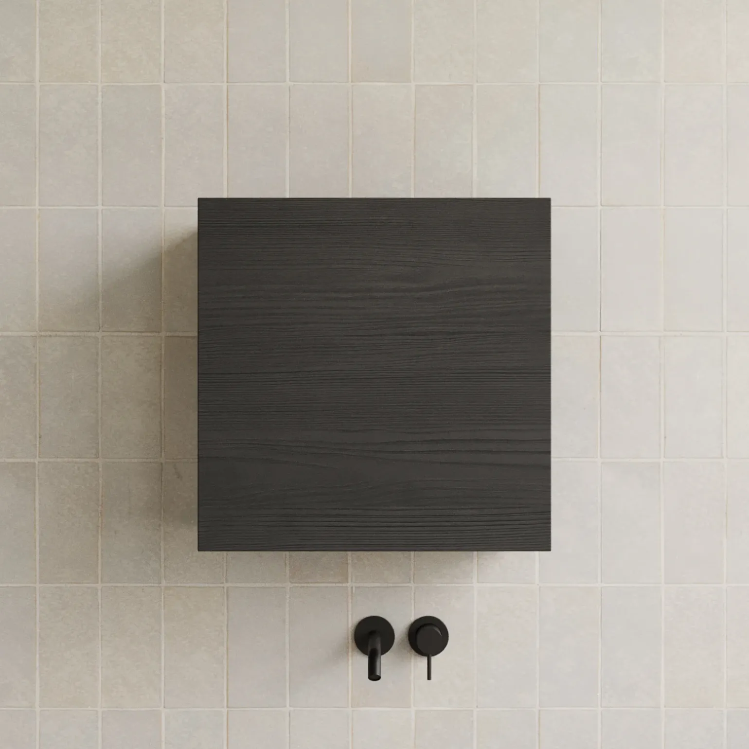 Pensile cubo sospeso bagno 55x50h cm 1 anta reversibile nero frassinato Sunset