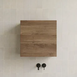 Pensile cubo sospeso bagno 55x50h cm 1 anta reversibile rovere scuro Sunset