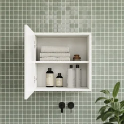 Pensile cubo sospeso bagno 55x50h cm 1 anta reversibile bianco lucido Sunset