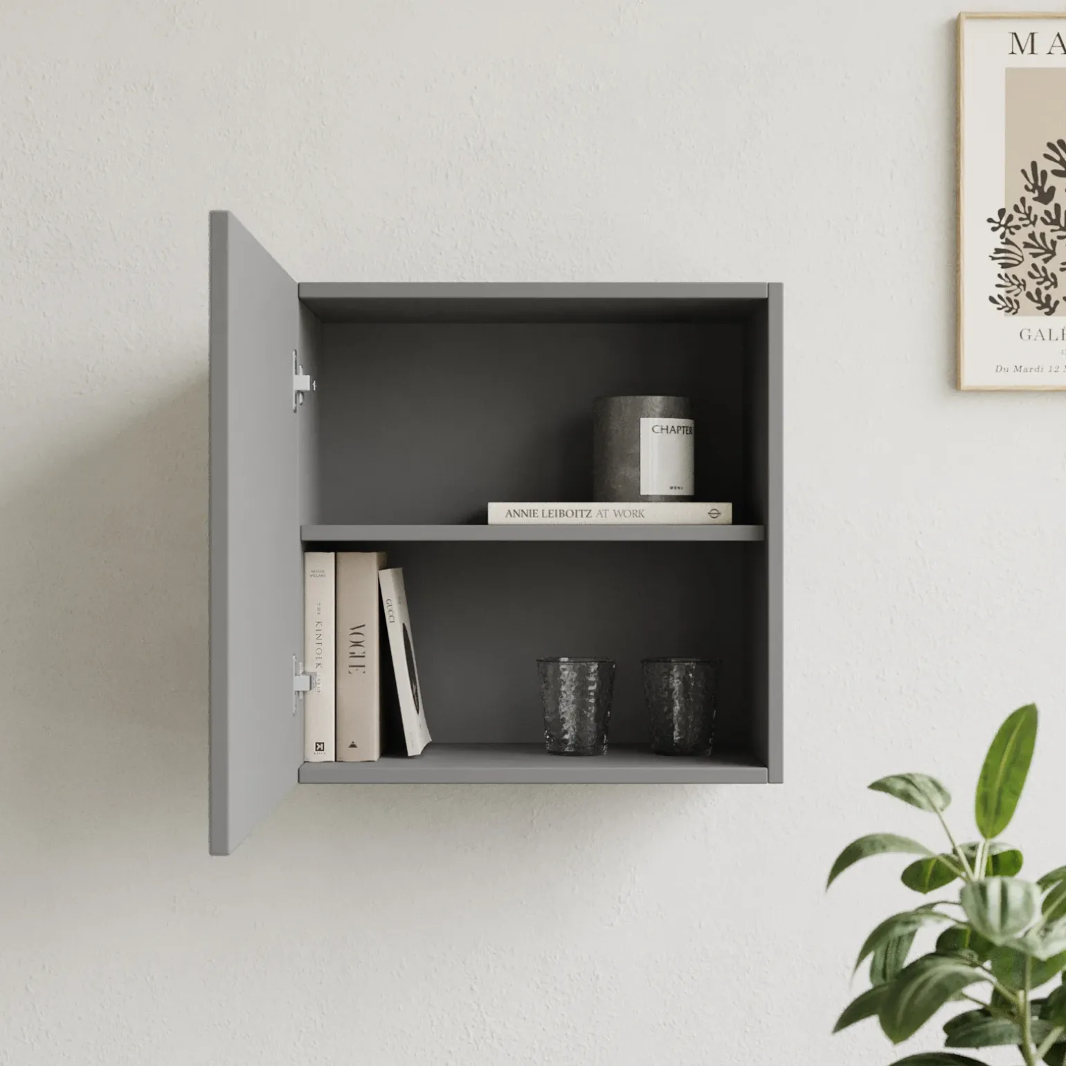 Pensile cubo sospeso 55x50h cm 1 anta reversibile grigio scuro Sunset