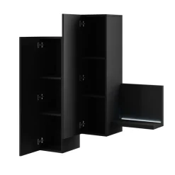 Pensile 152x142h cm per parete attrezzata con mensola nero opaco Megan Gihome®