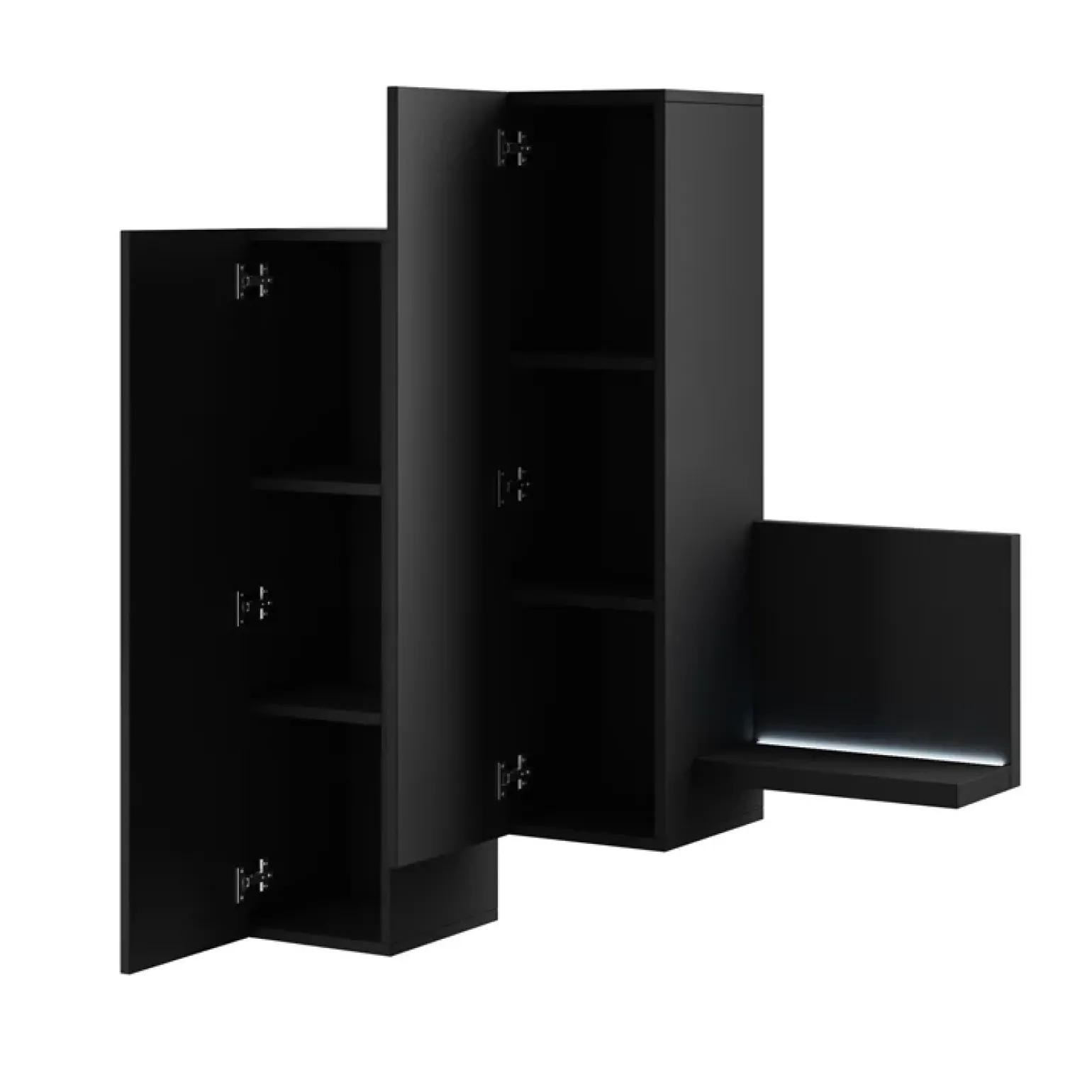 Pensile 152x142h cm per parete attrezzata con mensola nero opaco Megan Gihome®