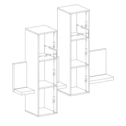 Pensile 152x142h cm per parete attrezzata con mensola nero opaco Megan Gihome®