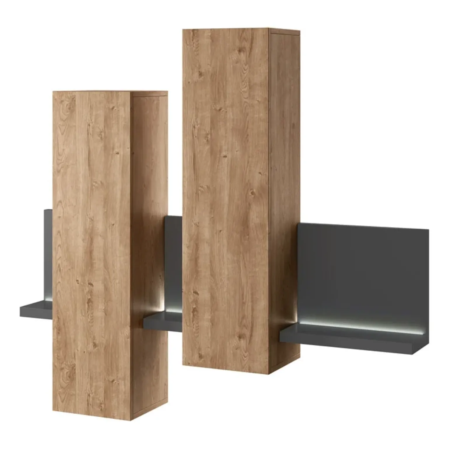 Pensile 152x142h cm per parete attrezzata con mensola rovere antracite Megan Gihome®