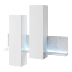 Pensile 150x142h h cm per parete attrezzata con mensola bianco opaco cemento Megan Gihome®
