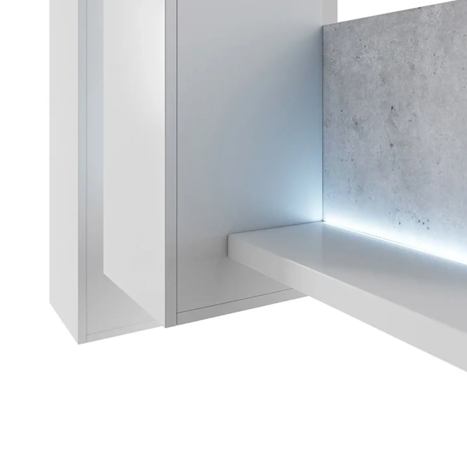 Pensile 150x142h h cm per parete attrezzata con mensola bianco opaco cemento Megan Gihome®
