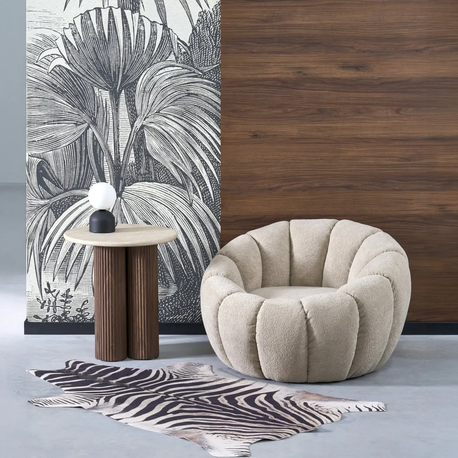 Poltorona imbottita in tessuto design moderno beige Coccoluna