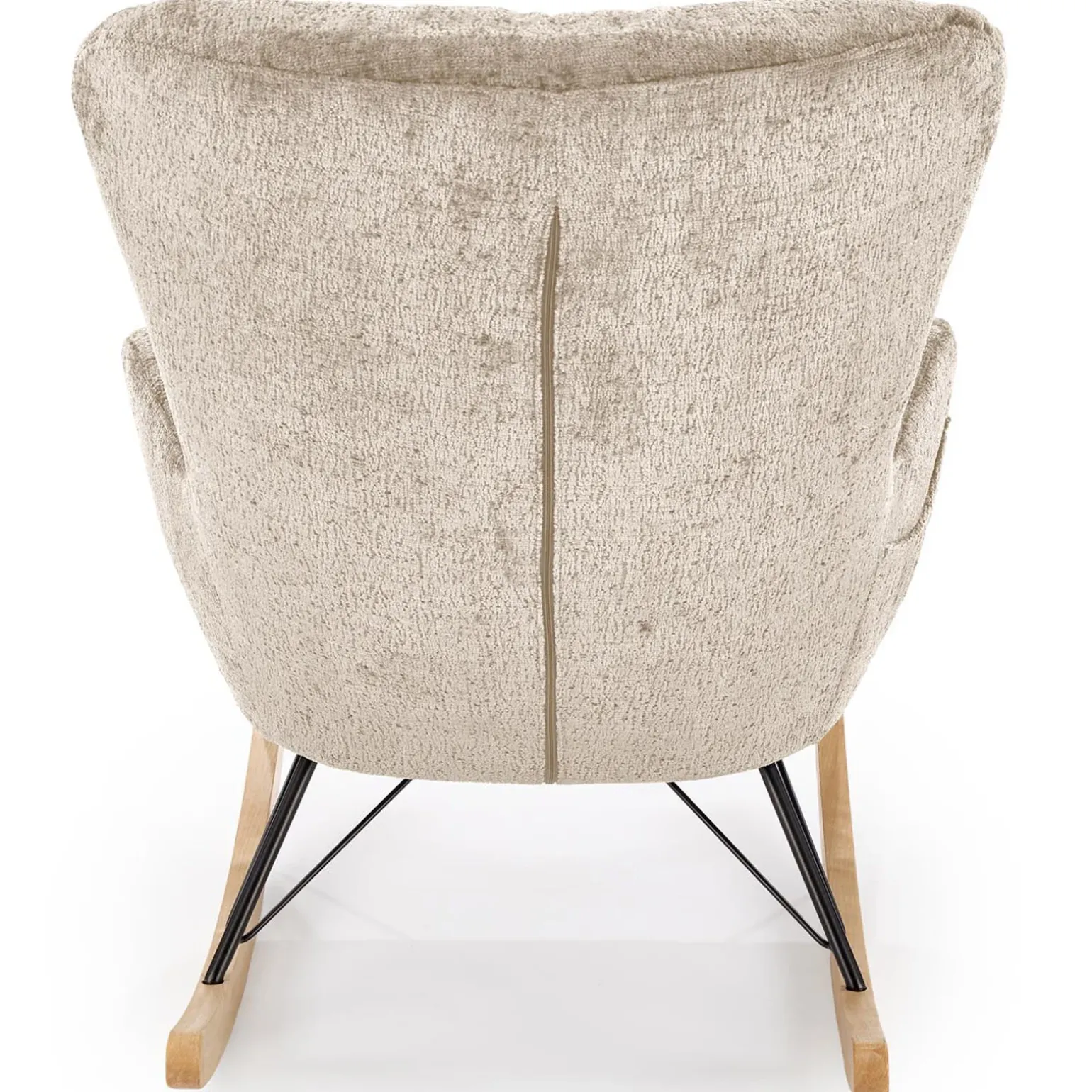 Poltrona a dondolo imbottita in tessuto beige Isla