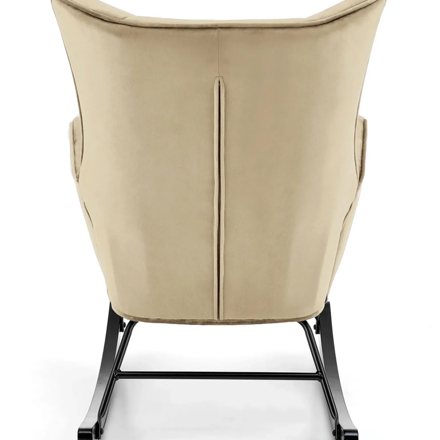Poltrona a dondolo relax imbottita in velluto beige Nanna