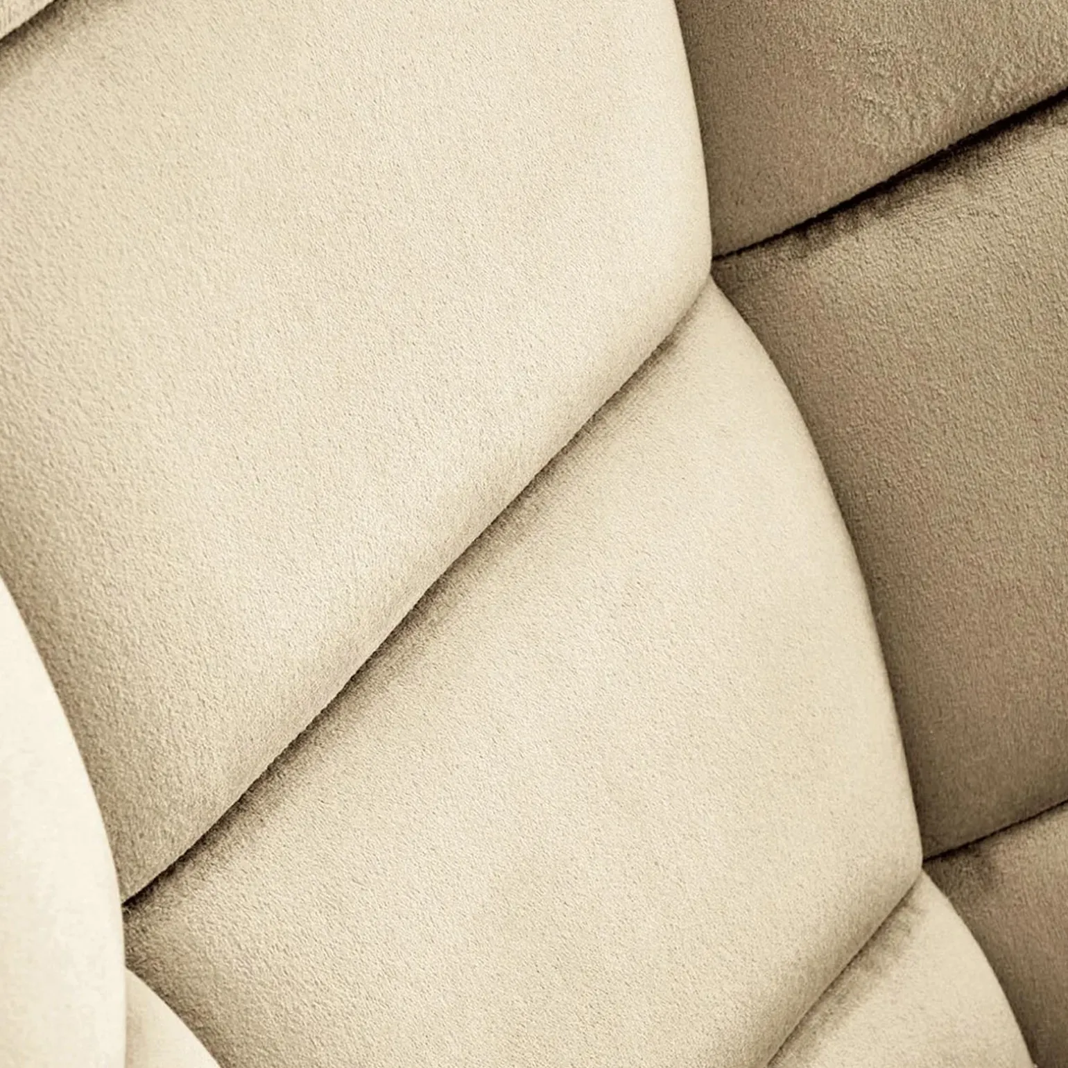 Poltrona a dondolo relax imbottita in velluto beige Nanna