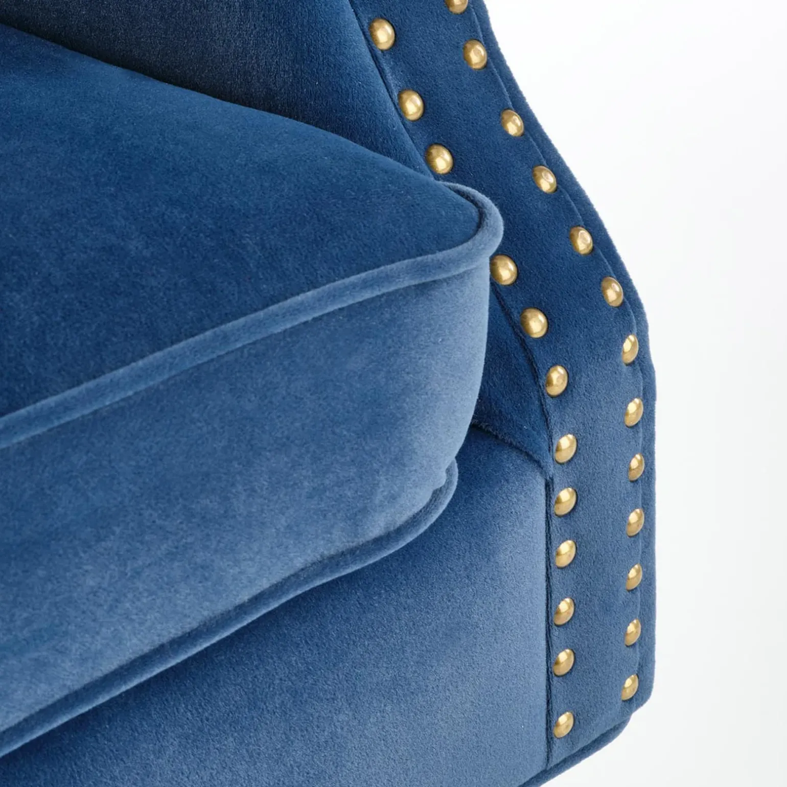 Poltrona classica relax imbottita in velluto blu Mazia