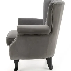 Poltrona classica relax imbottita in velluto grigio Mazia