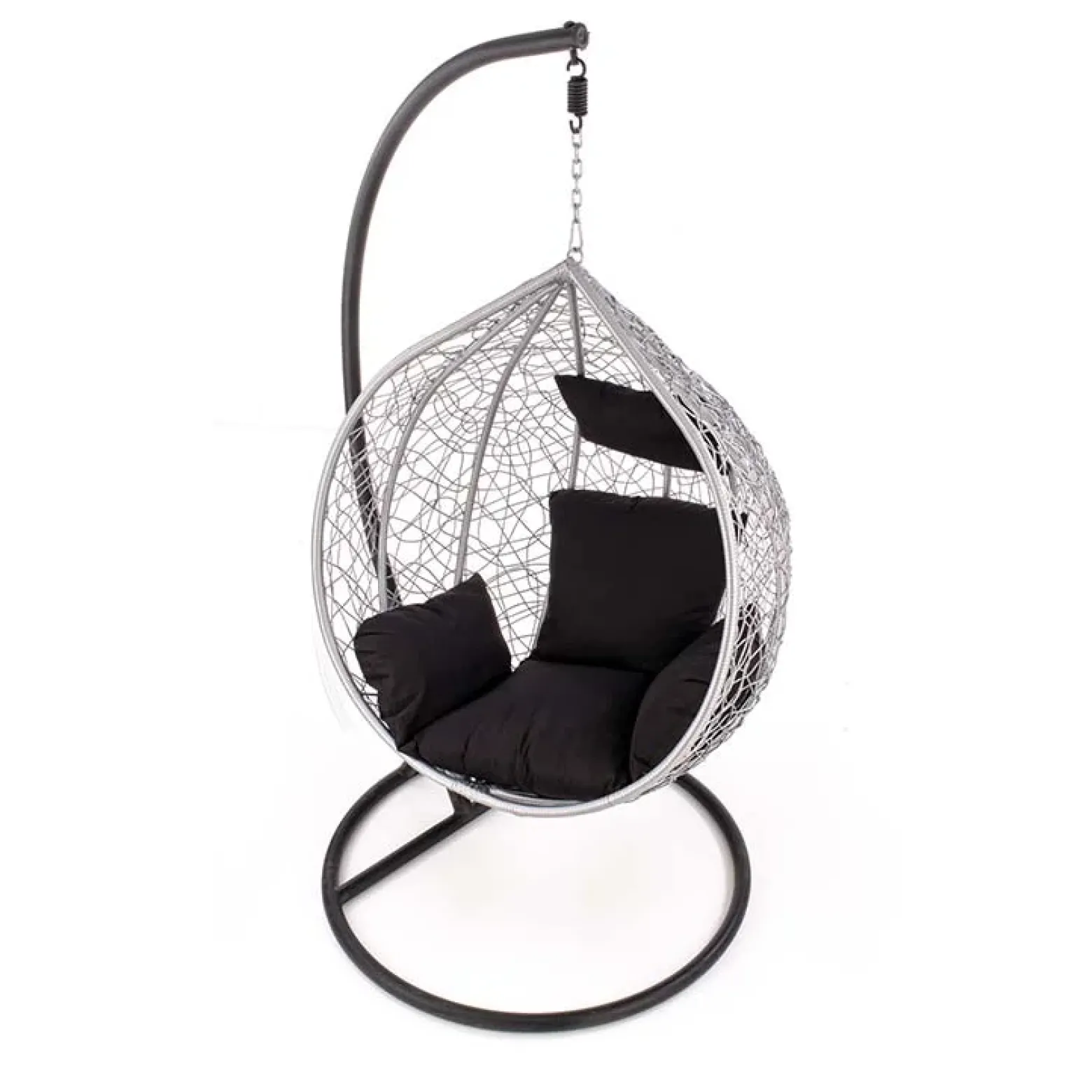 Poltrona da giardino a dondolo sospesa rattan grigio Seychelles