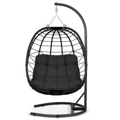 Poltrona da giardino a dondolo sospesa con cuscini nero Breeze