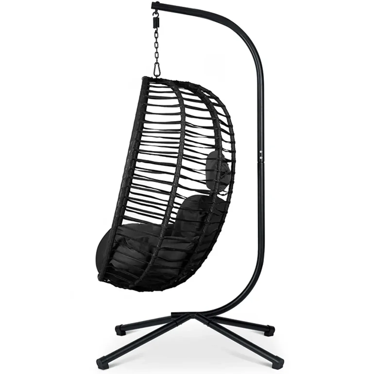 Poltrona da giardino a dondolo sospesa con cuscini nera Swing