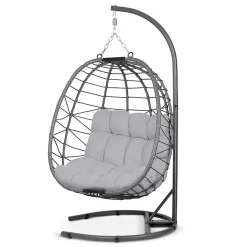 Poltrona da giardino a dondolo sospesa con cuscini grigio Breeze